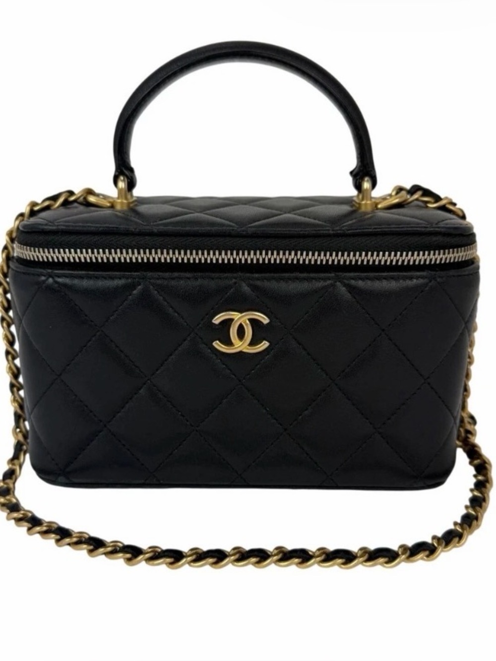 Chanel Quilted Leather Vanity Bag with top handle